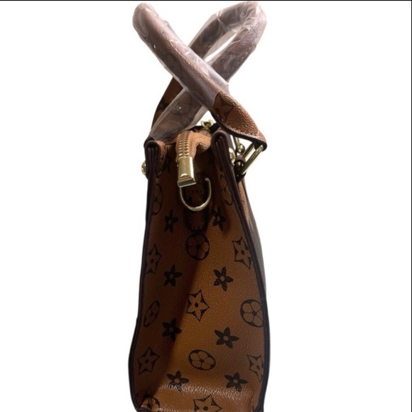 Designer Brown Floral Pattern Crossbody and Handbag - Picture 11 of 14